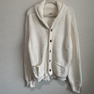 Guideboat Co‎ Mens Medium Deep River Premium Cotton Shawl Collar Cardigan Cream